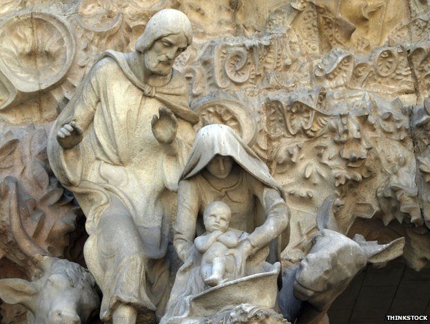  a frieze showing the nativity - on the basilica of the sagrada familia - antoni gaudi 